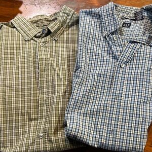 Plaid Button-Up Shirts in Green and Blue Size XL